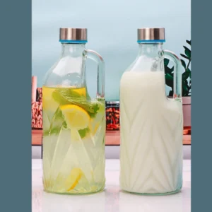 2 pcs set1000ml glass water bottle হ্যান্ডেল সহ 2 পিছ বোতল প্রতিটি ১লিটার
