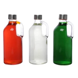 3pcs set1000ml glass water bottle হ্যান্ডেল সহ প্লেন ৩ পিছ বোতল প্রতিটি ১লিটার