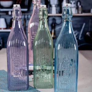 4pcs set Assorted Cork Square Glass water Bottle 1000ML