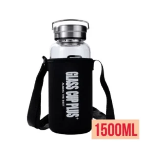 1500ML Borosilicate Glass water bottle with a stainless lid